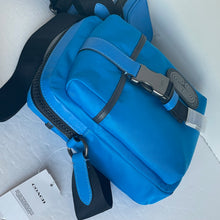 Load image into Gallery viewer, Coach Max Crossbody C9836 Blue Nylon Leather Pouch Shoulder Bag Adjustable