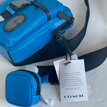 Load image into Gallery viewer, Coach Max Crossbody C9836 Blue Nylon Leather Pouch Shoulder Bag Adjustable