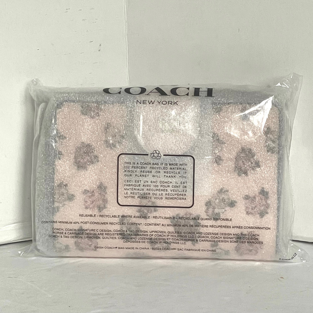 Coach Medium Corner Zip Wallet Rosette Floral Pink Canvas CZ343