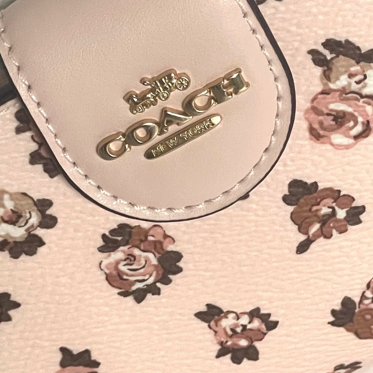 Coach Medium Corner Zip Wallet Rosette Floral Pink Canvas CZ343