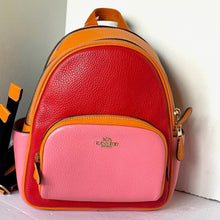 Load image into Gallery viewer, Coach Mini Court Backpack Colorblock Leather Small Bag Red Pink Orange CA150