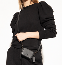 Load image into Gallery viewer, Coach Mini Crossbody Pouch Black Crossgrain Leather CP271 Cards Earbuds Case