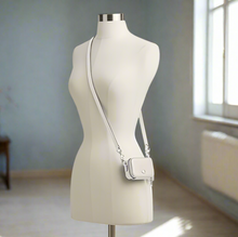 Load image into Gallery viewer, Coach Mini Crossbody Pouch White Crossgrain Leather CP271 Cards Earbuds Case
