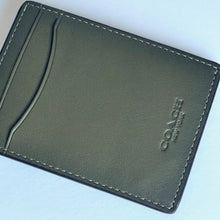 Load image into Gallery viewer, Coach Money Clip Card Case Mens Army Green Leather C6702 Wallet Compact