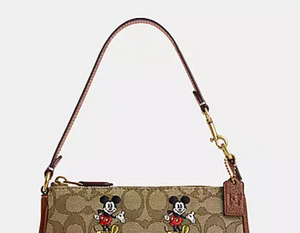 Coach Nolita 19 Disney Shoulder Bag Brown Signature Jacquard Mickey Mouse CN507