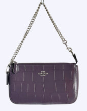 Load image into Gallery viewer, Coach Nolita 19 Shoulder Bag CN382 Croc Embossed Leather Clutch Chain Amethyst