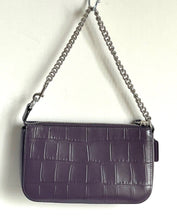 Load image into Gallery viewer, Coach Nolita 19 Shoulder Bag CN382 Croc Embossed Leather Clutch Chain Amethyst