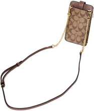 Load image into Gallery viewer, Coach Phone Crossbody North South C7397 Brown Leather Signature Canvas Bag