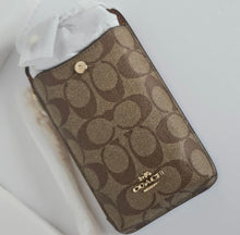 Load image into Gallery viewer, Coach North South Phone Crossbody C7397 Brown Leather Signature Canvas Bag