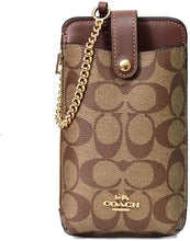 Load image into Gallery viewer, Coach North South Phone Crossbody C7397 Brown Leather Signature Canvas Bag