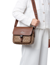 Load image into Gallery viewer, Coach Pace Messenger Bag Brown Leather Signature Canvas CR131 Crossbody