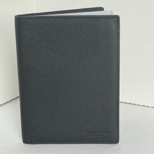 Load image into Gallery viewer, Coach Passport Case Black Calf Leather Slim Wallet 93604 Travel ORIGPKG