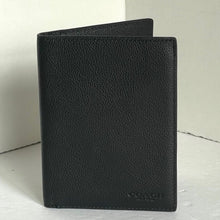 Load image into Gallery viewer, Coach Passport Case Black Calf Leather Slim Wallet 93604 Travel ORIGPKG