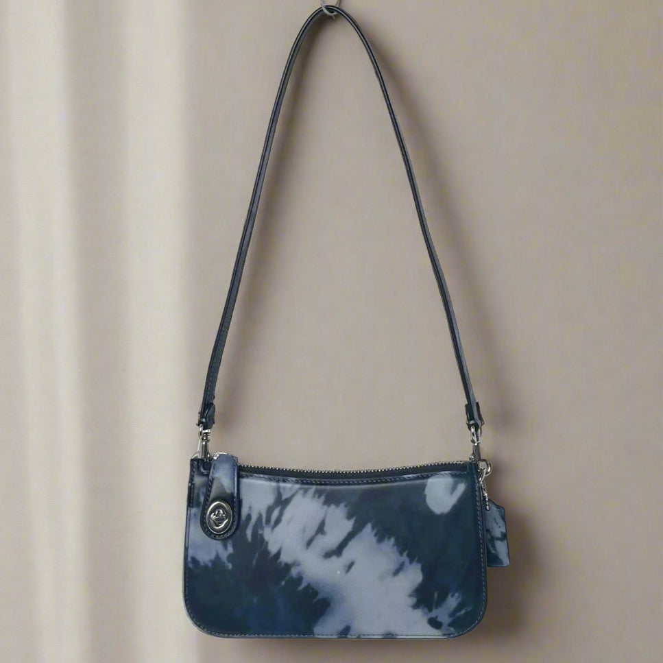 Coach Penn Shoulder Bag Y2K Blue Tie Dye Leather Small Clutch 