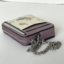 Load image into Gallery viewer, Coach Pink Floral Zip Card Case CAU43 ID Wallet Lilac Leather Chain Strap ORGPKG