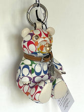 Load image into Gallery viewer, Coach Pride Bear Rainbow Keychain CJ953 White Signature Bag Charm LGBTQIA+