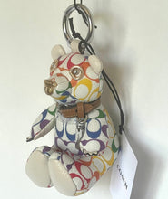 Load image into Gallery viewer, Coach Pride Bear Rainbow Keychain CJ953 White Signature Bag Charm LGBTQIA+