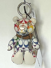Load image into Gallery viewer, Coach Pride Bear Rainbow Keychain CJ953 White Signature Bag Charm LGBTQIA+