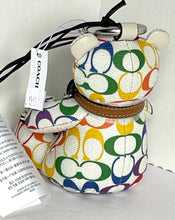 Load image into Gallery viewer, Coach Pride Bear Rainbow Keychain CJ953 White Signature Bag Charm LGBTQIA+