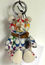 Load image into Gallery viewer, Coach Pride Bear Rainbow Keychain CJ953 White Signature Bag Charm LGBTQIA+