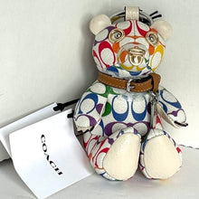 Load image into Gallery viewer, Coach Pride Bear Rainbow Keychain CJ953 White Signature Bag Charm LGBTQIA+