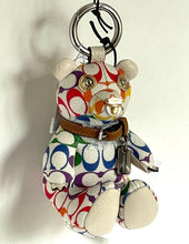 Load image into Gallery viewer, Coach Pride Bear Rainbow Keychain CJ953 White Signature Bag Charm LGBTQIA+
