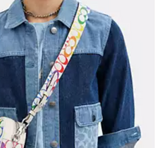 Load image into Gallery viewer, Coach Replacement Hand Bag Crossbody Strap Rainbow Leather Canvas CJ952