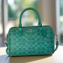 Load image into Gallery viewer, Coach Rowan Satchel Bag Medium Signature Canvas Jade CV961 Crossbody Green