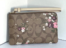 Load image into Gallery viewer, Coach Signature Corner Zip Small Wristlet Evergreen Floral Khaki 6860 Womens