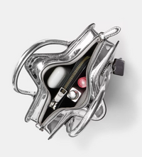 Load image into Gallery viewer, Coach Silver Star Crossbody Bag Small Mirror Metallic Leather CN700 Top Handles