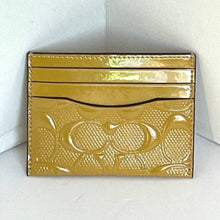 Load image into Gallery viewer, Coach Slim Id Card Case Wallet Yellow Patent Leather Signature Logo CU19