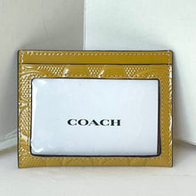 Load image into Gallery viewer, Coach Slim Id Card Case Wallet Yellow Patent Leather Signature Logo CU19