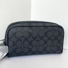 Load image into Gallery viewer, Coach Small Travel Dopp Kit 2515 Black Leather Signature Canvas Toiletry Bag