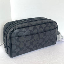 Load image into Gallery viewer, Coach Small Travel Dopp Kit 2515 Black Leather Signature Canvas Toiletry Bag