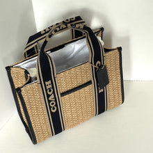 Load image into Gallery viewer, Coach Smith Tote 24 Small Leather Brown Straw Crossbody CAL89 – Free Shipping