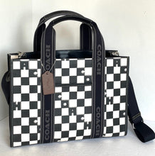 Load image into Gallery viewer, Coach Smith Tote Checkerboard Black Leather Canvas Black Crossbody CR101
