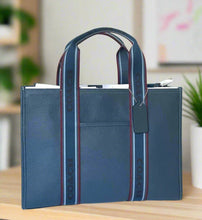 Load image into Gallery viewer, Coach Smith Tote Medium Blue Leather Crossbody Bag Cu997 ORIGPKG