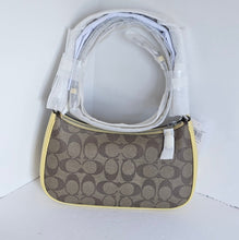 Load image into Gallery viewer, Coach Teri Shoulder Bag CA548 Brown Signature Canvas Yellow Crossbody
