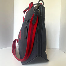 Load image into Gallery viewer, Gray bag with red accents on a white background