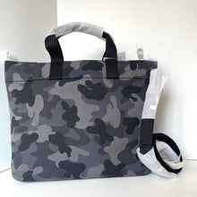 Load image into Gallery viewer, Coach Tote 38 CY805 Large Gray Camo Canvas Leather Carryall Shoulder Bag