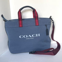 Load image into Gallery viewer, Coach Tote Bag 38 Shoulder Bag Blue Canvas Leather CJ486 Medium Zip Top