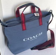 Load image into Gallery viewer, Coach Tote Bag 38 Shoulder Bag Blue Canvas Leather CJ486 Medium Zip Top