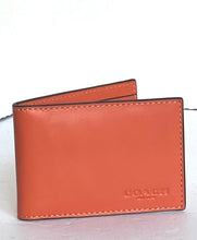 Load image into Gallery viewer, Coach Wallet 3 In 1 Mens CH084 Large Orange Leather Billfold ID 2 Piece Removable