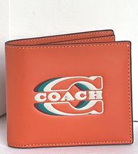 Load image into Gallery viewer, Coach Wallet 3 In 1 Mens CH084 Large Orange Leather Billfold ID 2 Piece Removable