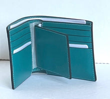 Load image into Gallery viewer, Coach Wallet 3 In 1 Mens CH084 Large Teal Blue Leather Billfold ID 2 Piece Removable