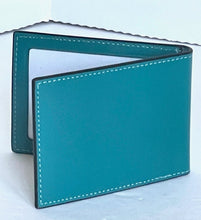 Load image into Gallery viewer, Coach Wallet 3 In 1 Mens CH084 Large Teal Blue Leather Billfold ID 2 Piece Removable