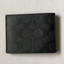 Load image into Gallery viewer, Coach Wallet Mens Black Slim Billfold Signature Canvas Retro Patch Charcoal #69218