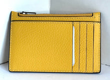 Load image into Gallery viewer, Coach Wallet Mens Yellow Card Case Leather Slim Zip Trompe L'oeil Print CH130