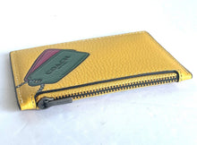Load image into Gallery viewer, Coach Wallet Mens Yellow Card Case Leather Slim Zip Trompe L'oeil Print CH130