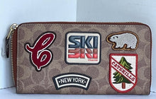 Load image into Gallery viewer, Coach Wallet Womens Accordion Zip Tech Brown Patches Signature Canvas Ski C7204